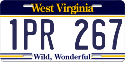WV license plate 1PR267