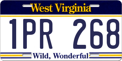 WV license plate 1PR268