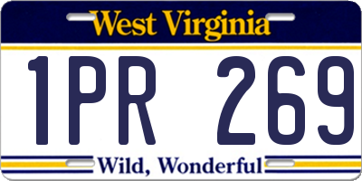 WV license plate 1PR269
