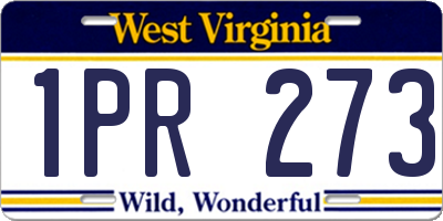 WV license plate 1PR273