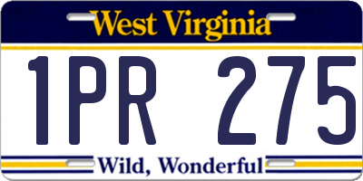 WV license plate 1PR275