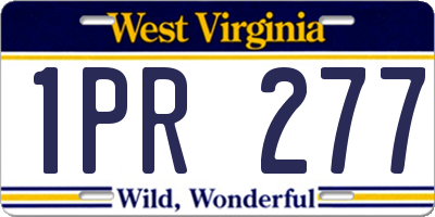 WV license plate 1PR277