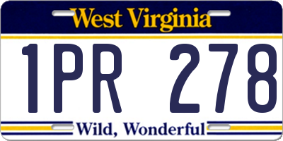 WV license plate 1PR278