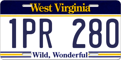 WV license plate 1PR280