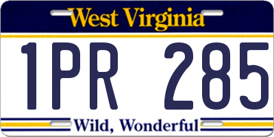 WV license plate 1PR285