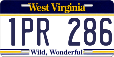 WV license plate 1PR286