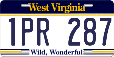 WV license plate 1PR287