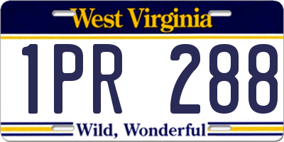 WV license plate 1PR288