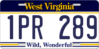 WV license plate 1PR289