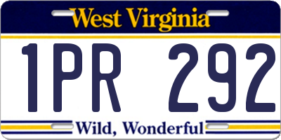 WV license plate 1PR292