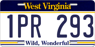 WV license plate 1PR293