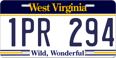 WV license plate 1PR294