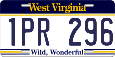 WV license plate 1PR296