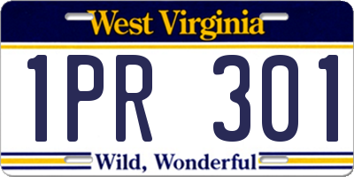 WV license plate 1PR301