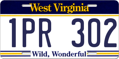 WV license plate 1PR302