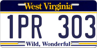 WV license plate 1PR303