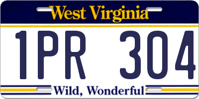 WV license plate 1PR304
