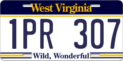 WV license plate 1PR307