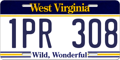 WV license plate 1PR308