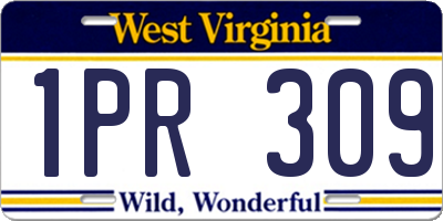 WV license plate 1PR309