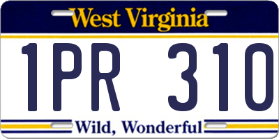 WV license plate 1PR310