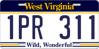 WV license plate 1PR311