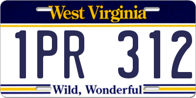 WV license plate 1PR312