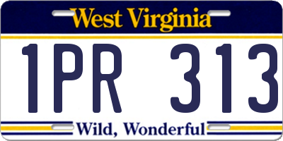 WV license plate 1PR313
