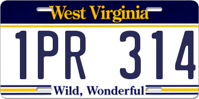 WV license plate 1PR314