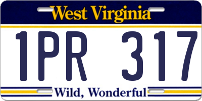 WV license plate 1PR317