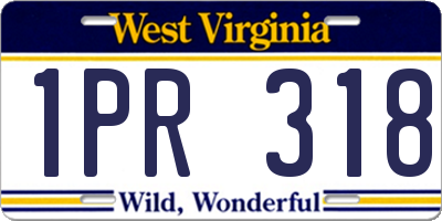 WV license plate 1PR318