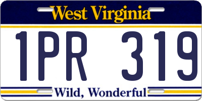 WV license plate 1PR319