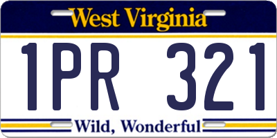 WV license plate 1PR321