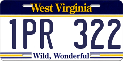 WV license plate 1PR322