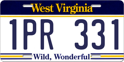 WV license plate 1PR331