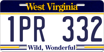 WV license plate 1PR332