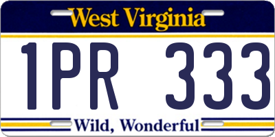 WV license plate 1PR333