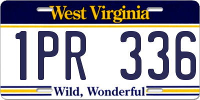 WV license plate 1PR336