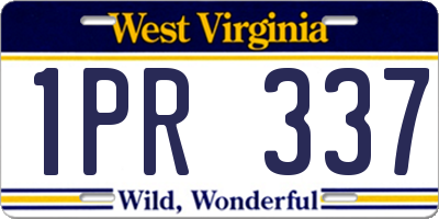 WV license plate 1PR337