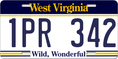 WV license plate 1PR342