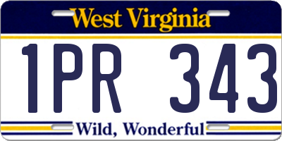 WV license plate 1PR343