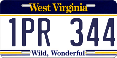 WV license plate 1PR344