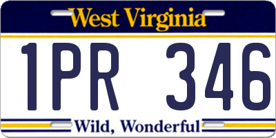 WV license plate 1PR346