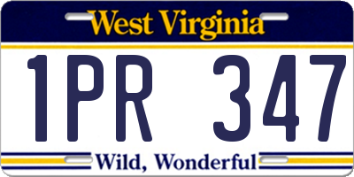 WV license plate 1PR347