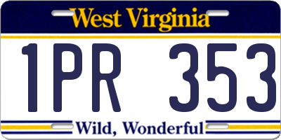 WV license plate 1PR353