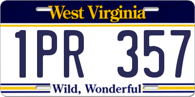 WV license plate 1PR357