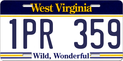 WV license plate 1PR359