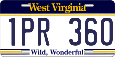 WV license plate 1PR360