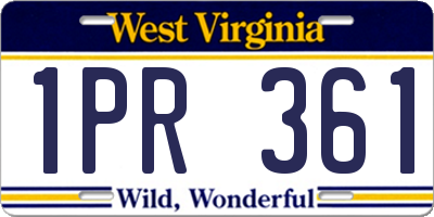 WV license plate 1PR361