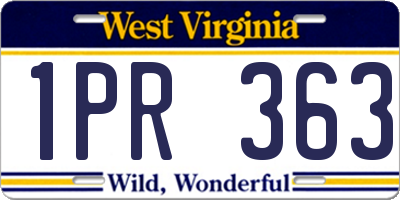 WV license plate 1PR363